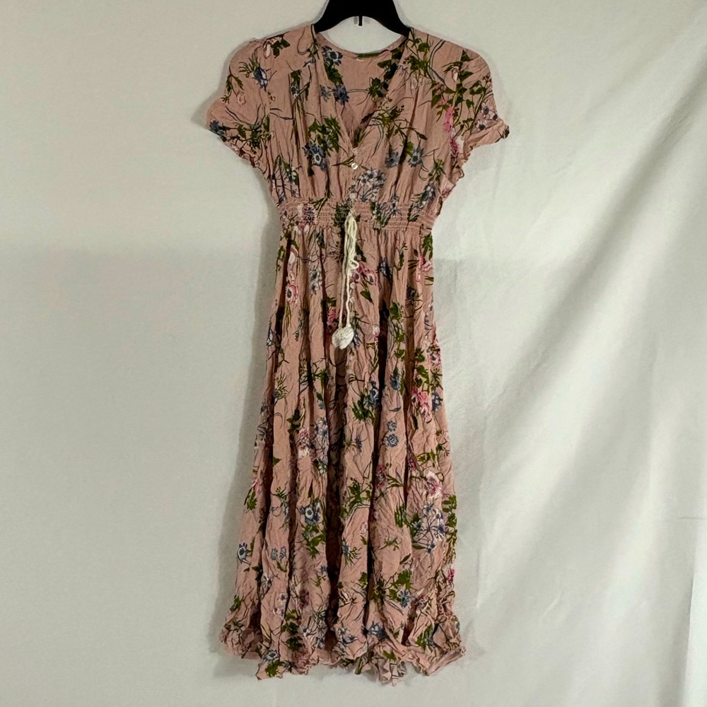 Pink Floral Boho Dress